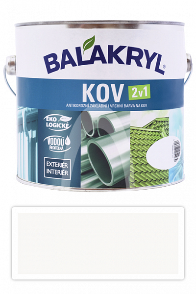BALAKRYL Kov 2v1 - vodouředitelná antikorozní barva na kov 2.5 l Bílá 0100