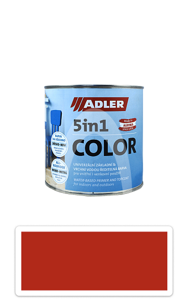 ADLER 5in1 Color - univerzální vodou ředitelná barva 0.75 l Feuerrot / Ohnivě červená  RAL 3000