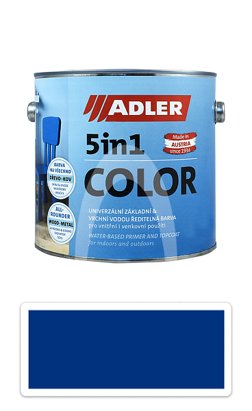 ADLER 5in1 Color - univerzální vodou ředitelná barva 2.5 l Signalblau / Signální modrá RAL 5005